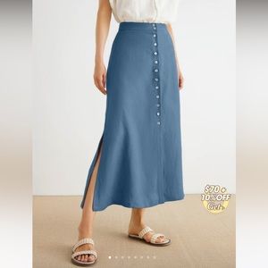 Linen blue A-line long skirt, size XXL, brand new with tags, Grae Cove